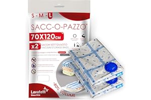 Lavatelli Set di 2 Sacchetti Coperte, salvaspazio, Buste sottovuoto Vestiti, No Muffa e Acari, Misura, Piumoni Set 2 cm 70x120 Sacc, POLITENE, Bianco, 70x120 cm Piumini, 2 unità