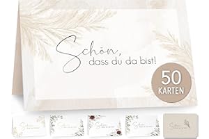 ‎LUFTUNDLIEBE luftundliebe 50 Tischkarten Hochzeit, Namensschilder Hochzeit, Platzkarten Hochzeit, Tischkarten Geburtstag, Namenskarten Hochzeit – Pampasgras