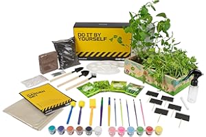 DIBYS Anzucht-Set für Kinder | Komplettes Garten-Set mit Kräuter-Samen, Holzwerkzeug, Erde, Farben & Anzuchtbox zum Bemalen | Kreative Geschenk-Idee für Jungen & Mädchen | Pflanzen-Set