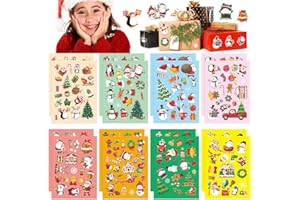 310 Piezas Pegatinas Navidad, FUKPO Pegatinas de Navidad Regalos Stickers Navideñas Niños, Pegatina Navideñas Christmas Stickers Árbol de Noel Papá Noel Muñeco de Nieve Copo de Nieve Reno