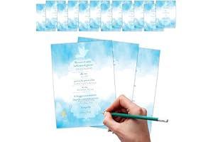 KEÏNELS Inviti Battesimo Bambino Originali - 32 Biglietti Partecipazione Invito Battesimo Bimbo - Kit Battesimo Originale