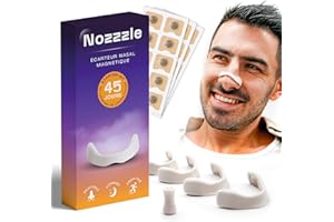SHOPRISER Écarteur Nasal Magnétique Anti Ronflement & 90 Patchs - Bande avec Aimant Puissant pour Respiration Efficace par le Nez - Bandelettes Adhésives - Dilatateur pour Sommeil et Sport - Alternative Strips