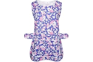 INDX-Clothing Ladies Floral Home Work Tabard Apron with Single Large Front Pocket
