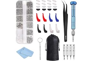 Vastar Kit Riparazione Occhiali, con 1100 pcs Micro Viti per Occhiali e Pinze Curve, Adatti per la Riparazione di Piccoli Prodotti Elettronici