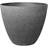Gartenpirat Pflanzkübel groß Ø 44 Höhe 37 cm Kunststoff Topf Steinoptik graphti-grau