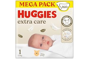 Huggies Extra Care Pañales para Recién Nacido con diseños Disney Talla 1 (2-5 kg)160 pañales, con almohadillas suaves y 2 zonas absorbentes