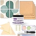 Craftinger Texture Art Kit - 8" Square MDF Bases (Set of 4), Texturing Scrapers, 200gm Modelling Paste, 3 Acrylic Colors, 2 Paint Brushes - DIY Textured Art for Home Decor & Craft Projects