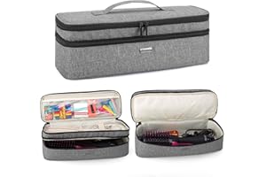 Teamoy Travel Case Compatible with Revlon One-Step Hair Dryer and Volumizer Hot Air Brush, Double-Layer Carrying Case for Hair Dryer Brush and Other Hair Accessories, Grey