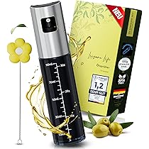 Leisure Life Vaporisateur Huile Olive En Verre Et Acier Inoxydable - Pulvérisation Fine UV & Sans BPA