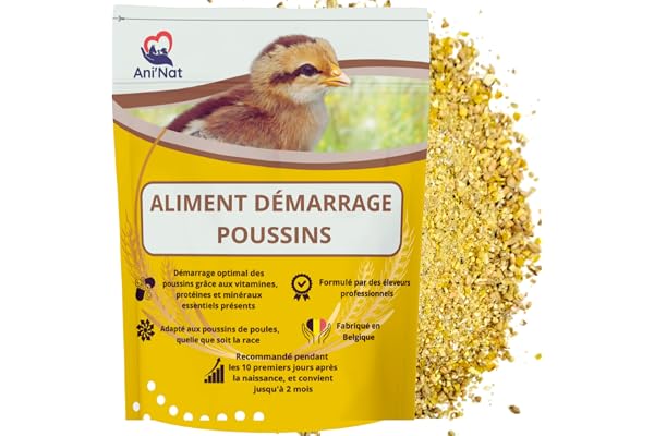 AniNat 1.8kg Aliment démarrage pour Poussins, Nourriture 1er âge avec vitamines, protéines et minéraux, huiles essentielles. Adapté dès la Naissance. sans OGM. sans Antibiotique