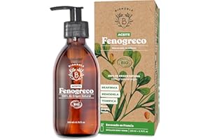 Bionoble Aceite de Fenogreco Orgánico 200ml - Aceite Macerado de Fenogreco y Aceite de Girasol - Cuerpo, Pecho, Glúteos, Cabello - Vegano y Cruelty Free - Botella de vidrio + Bomba