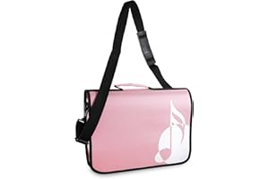 Classic Cantabile Notentasche - Tasche für Musikunterricht und Musikalische Früherziehung - Für Noten im DIN- und US-Format - Schultergurt - Innenfächer für Utensilien - Musik-Design - rosa