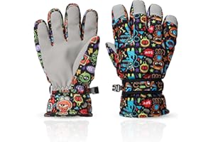 YooxArmor Kids Ski Gloves,Waterproof Winter Snow Gloves for 6-12 Years Old Boys Girls Children,Cold Weather Windproof Warm Snowboard Gloves for Skiing Cycling