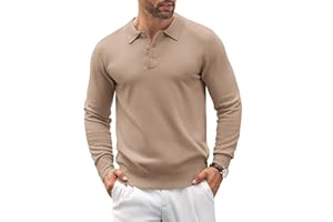 COOFANDY Maglione da Uomo con Colletto Polo Intrecciato Maglione Lavorato A Maglia A Maniche Lunghe Pullover Casual Invernale Maglione Basic