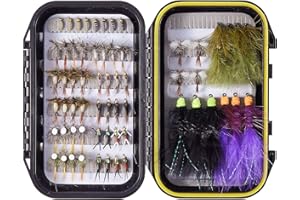 ‎BASSDASH Bassdash Fliegenfischen Fliegen Set Forellenbarschangeln mit Fliegenbox, 36/64/72/76/80 / 96Stk. Mit Trockenfliegen/Nassfliegen, Nymphen, Streamers, Popper