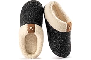 ULTRAIDEAS Ladies' Cozy Memory Foam Slippers Fuzzy Wool-Like Plush Fleece Lined House Shoes w/Indoor, Outdoor Anti-Skid Rubber Sole