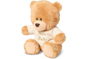 BABY BOX SHOP Small Teddy Bear, Small Brown Teddy Bear - Newborn Baby Teddy Bear, Newborn Gift Plush Soft Toy Bear with Embroidered T-Shirt - Newborn Teddy, Small Teddy in Tshirt, Small Teddy Bears for Babies