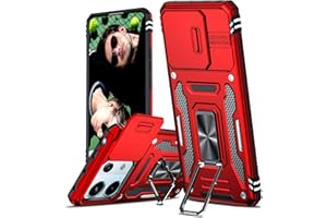 LeYi Pokrowiec na Xiaomi Redmi Note 13 Pro 5G (nie dla 4G), pokrowiec ochronny na aparat [Slidable] Pierścień Uchwyt TPU Bumper Case dla Redmi Note 13Pro 5G, czerwony