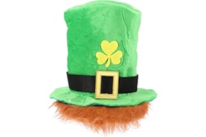 Qualis Authentic Irish Leprechaun Top Hat with Ginger Beard Perfect for St Patricks Day Outfits, Fancy dress St Patricks day decorations, Leprechaun Costume, St Patricks Day Accessories