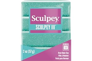 Sculpey Argile polymère 56,7 g Turq GLTTR, turquoise pailletée, 2oz, Paillettes turquoises