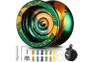 MAGICYOYO N11 YoYo Professionnel Non réactif Yo-Yo, Alliage métallique YoYo Pro Trick YoYo avec roulement KK + Arbre + Outil de démontage de roulement + Sac + 12 Cordes (Or Vert)