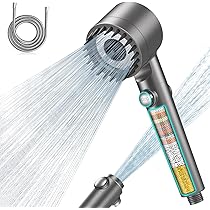 Soffione Doccia Con Filtro Ad Alta Pressione Drivse – 4 Modalità, Filtro A 15 Strati, Tubo Da 1,5 M, Include 5 Filtri E 10 Spazzole, Grigio - 2
