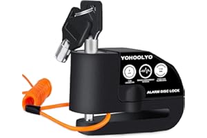 YOHOOLYO Bloccadisco Moto Lucchetto Antifurto Impermeabile Allarme Sonoro 110DB per Moto, Bici, Motocross e Scooter, Accessori con 2 Chiavi, Cavo Promemoria di 1,5m e Borsa Trasporto