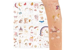 GEBETTER 12Feuilles Tatouage Temporaire Licorne Autocollant Tatouage Ephémère Etanche Décoration Fête Cadeau Anniversaire pour Enfant Garçon Fille