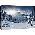 wall26 - Winter Mountain Snow Covered Trees - Canvas Art Wall Decor - 24" x 36"