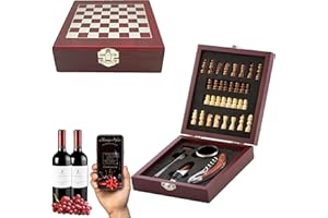 HUMPTI Regalos Originales para Hombre- Regalo Hombre - Juego de accesorios para vino y ajedrez - Medidor de temperatura - Sacacorchos y Abrebotellas 37 pz - 15x5x17cm