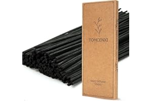 TOMCENXI 100PCS Black Colour Reed Diffuser Sticks,25cm Natural Rattan Sticks,Diffuser Refills,Essential Oil Aroma Diffuser Replacements Sticks for Home,Office