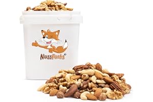 NUSSFUCHS Nussmischung Natur - 3kg - Nuss Mix - 7 Sorten knackige Nusskernmischung - ungeröstet ungesalzen - Paranüsse Walnüsse Cashewkerne Mandeln Pekannüsse Haselnüsse Mandeln blanchiert - (3kg)