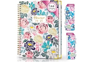 BLESWIN Terminarz tygodniowy 2024-2025, lipiec 2024-czerwiec 2024, planer A5, planer tygodniowy do wyświetlenia, 12-miesięczny planer z zakładką, organizerem i planerem produktywności, kalendarz miesięczny