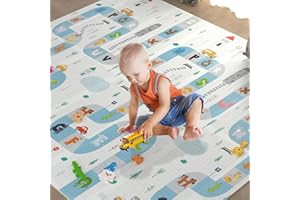 DICAO Baby Play Mat Foldable,Double-Sided Crawling Mat 200x180*1cm Kids Waterproof Portable Mat, Anti-Slip Reversible Large Activity Play Mat for Children in Bedroom,Nursery Playroom 78" x70"x0.4"