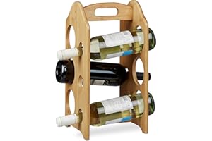 ‎RELAXDAYS Relaxdays Regał na wino z bambusa, na 6 standardowych butelek, z uchwytem, oryginalny design, wolnostojący, wys. x szer. x gł.: ok. 40 x 20 x 20 cm, naturalny