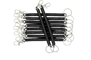 STAYMAX Cordino a spirale retrattile, con anello portachiavi e moschettone per cordino da collo, confezione da 10 pezzi