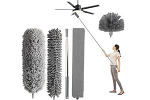 Euleryoo Plumeau Télescopique 5 Pièces - Tête De Loup Longueur Maximale 250cm - Microfibre Lavable pour Plafonds, Stores, Toile D'Araignée