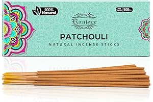 raajsee Patchouli-Räucherstäbchen100 g Packung,100% natürlich,handgerollt, frei von Chemikalien, perfekt für Kirche, Aromatherapie, Entspannung, Meditation, Positivität und sinnliche Therapie