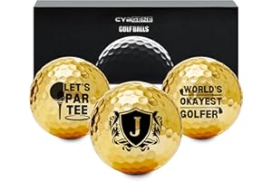 CybGene Funny Golf Gifts for Men Unique, Personalised Gold Golf Balls, Cool Accessories for Golf Lovers, Golfers, for Birthday and Christmas