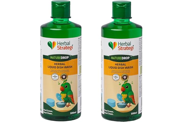 Strategi Natural Dishwash Liquid Gel Pack Of 2 (500ml Each, Lemon Oil) Skin Safe, Baby Safe & Pet-Friendly 100% Herbal Actives Eco-Friendly, Non-Toxic