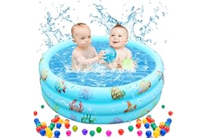 TOPJOWGA Planschbecken Baby, Planschbecken für Kinder, Aufblasbares Kinderpool Babypool Ø90, Aufblasbares Baby Schwimmbad, Aufblasbares Planschbecken, Aufblasbarem Baby Pool Rund (Unterwasserwelt)