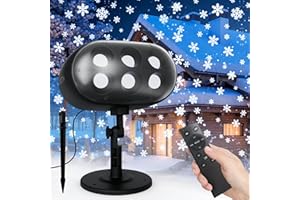 NACATIN Projecteur de Flocons de Neige, Projecteur Résistant à l'Eau avec Télécommande et Minuterie pour Décorations Intérieures et Extérieures, Chute de Neige pour Noël, Halloween, Fête au Jardin