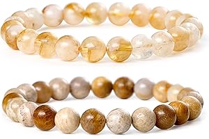 Bivei Natürliche Edelstein-Halbedelstein-Reiki-Kristalle, handgefertigt, 8 mm runde Perlen, Stretch-Armband