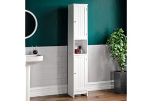 Bath Vida Priano Bathroom Cabinet Storage Cupboard Floor Standing Wooden Tallboy Unit, White