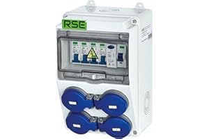 RSE Distributore di corrente da parete, completamente cablato, 230 V, con contatore, IP65, 5. 4 x 230 V con LS + FI