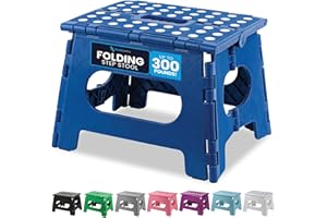 Handy Laundry Folding Lightweight Step Stool - Sturdy Enough to Support Adults and Safe Enough for Kids - Opens Easy with One Flip - Great for Kitchen, Bathroom or Bedroom (Blue)