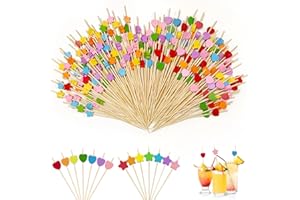 L&W Luck 200 Piezas Palillos para Aperitivos, Palillos de Cóctel 12cm para Frutas, Cumpleaños, Bodas Decoración de Fiestas, Bares y Eventos (Estilo 1)