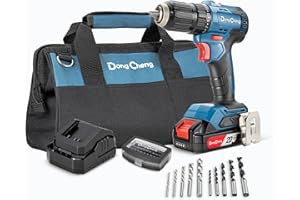 ‎DONG CHENG DongCheng 18V Akku-Bohrschrauber Bürstenloser,20+1,13mm Schnellspannbohrfutter 50N.m.Akku-Bohrschrauber(0-600/2000RPM) mit 2,0Ah Li-Ionen-Akku,mit 42-teiligem Bohr/Schraubersatz, Batteriebetrieben