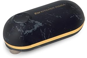 Mini Apriscatole Elettrico Bordo Liscio Kitchen Mama: Apri lattine con la semplice pressione di un pulsante - Ultra-compatto, salvaspazio, di piccole dimensioni (Marmo Nero in Filigrana)