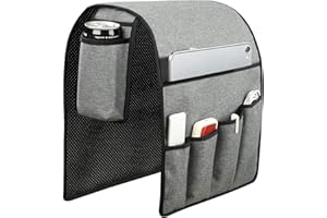 Spacmirrors KOSTOO Sofa Armrest Organizer Couch Arm Chair Caddy Sofa Cover Storage Holder for Remote Control Magazine Book Smart Phone Tablet Drinks and Water Bottle (Gray)